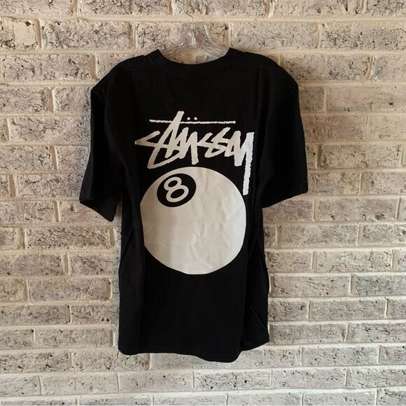 Stussy Black 8-Ball Men's Tee Size XL SLIM FIT - Picture 2 of 4